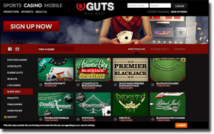 Diverse Range of Real Money Blackjack at Guts Casino